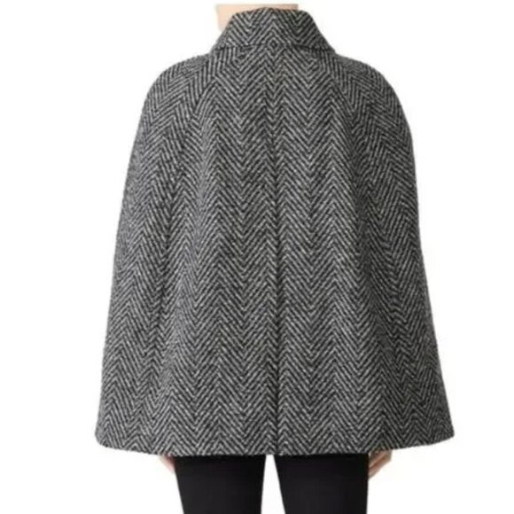 Draper James Cape Coat Jacket XS/S Wool Herringbone Belted Old Money - Picture 6 of 12